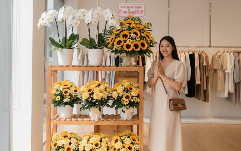 Ý tưởng hoa khai trương tối giản
